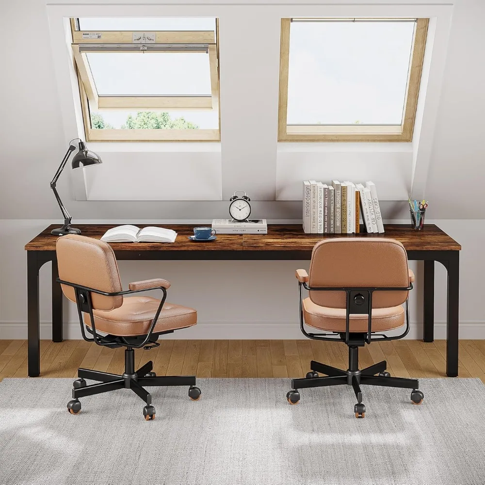 Extended Dual-Person Home Office Desk, 78.7-Inch Long Computer Workstation for Two, Spacious Desk for Home Office Collaboration