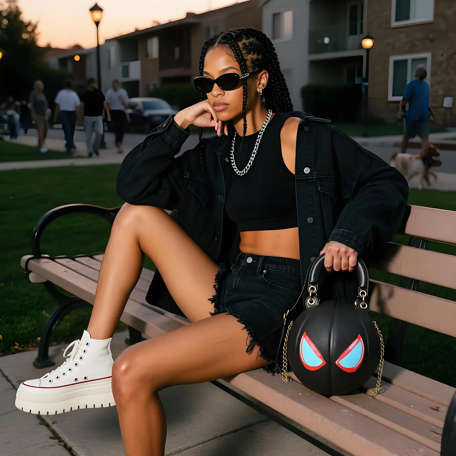 Fotografia 6: Bolsa inspirada em basquete Kuangmi Trendy Street-Style Fashion Essential