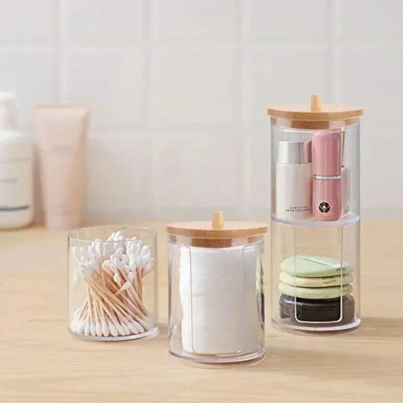 Round Acrylic Organizer with Bamboo Lid 2