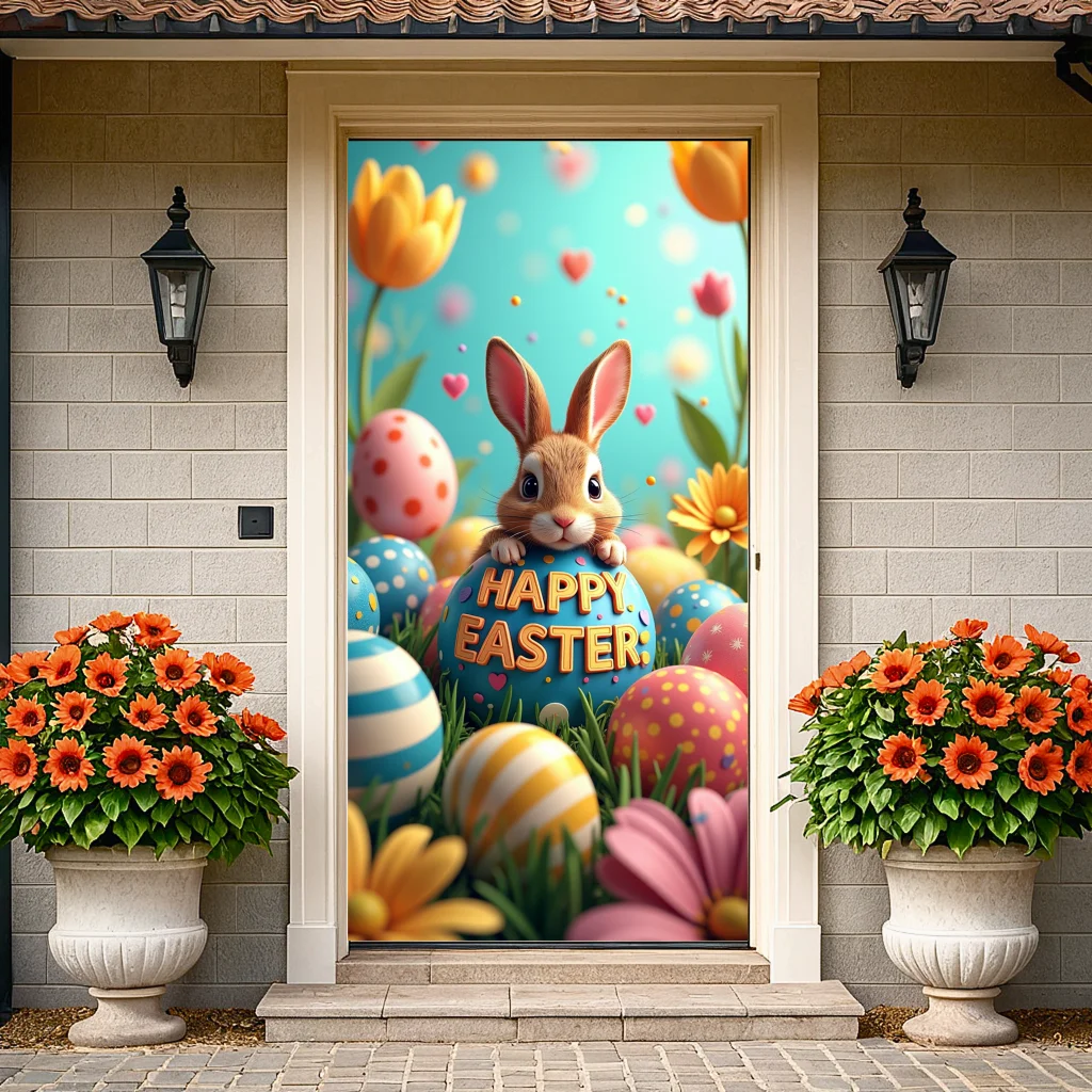 Festive Spring Backdrop Celebration Colorful Durable Easter Banner Holiday Display for Easter Celebration