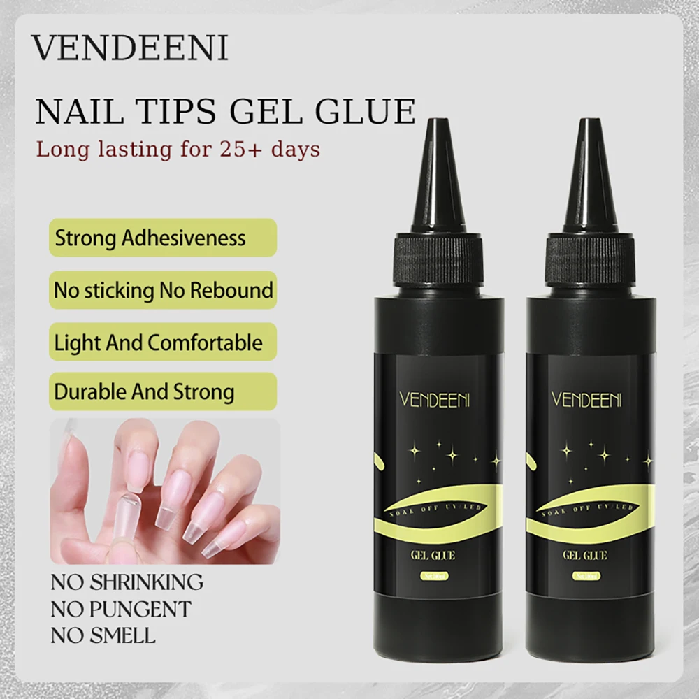 Vendeeni 17 Tipi Smalto per unghie gel funzionale UV Top Coat Base Coat Glitter Gel cromato Costruisci Gel di estensione Gel bianco nero 100ml