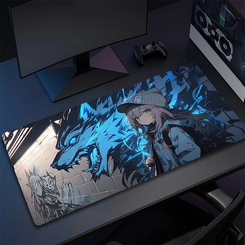 게이머 마우스패드 확장형 잠금 엣지 컴퓨터 마우스 매트 애니메이션 대형 게이밍 마우스 패드 게임용 고무 키보드 매트 미끄럼 방지 액세서리