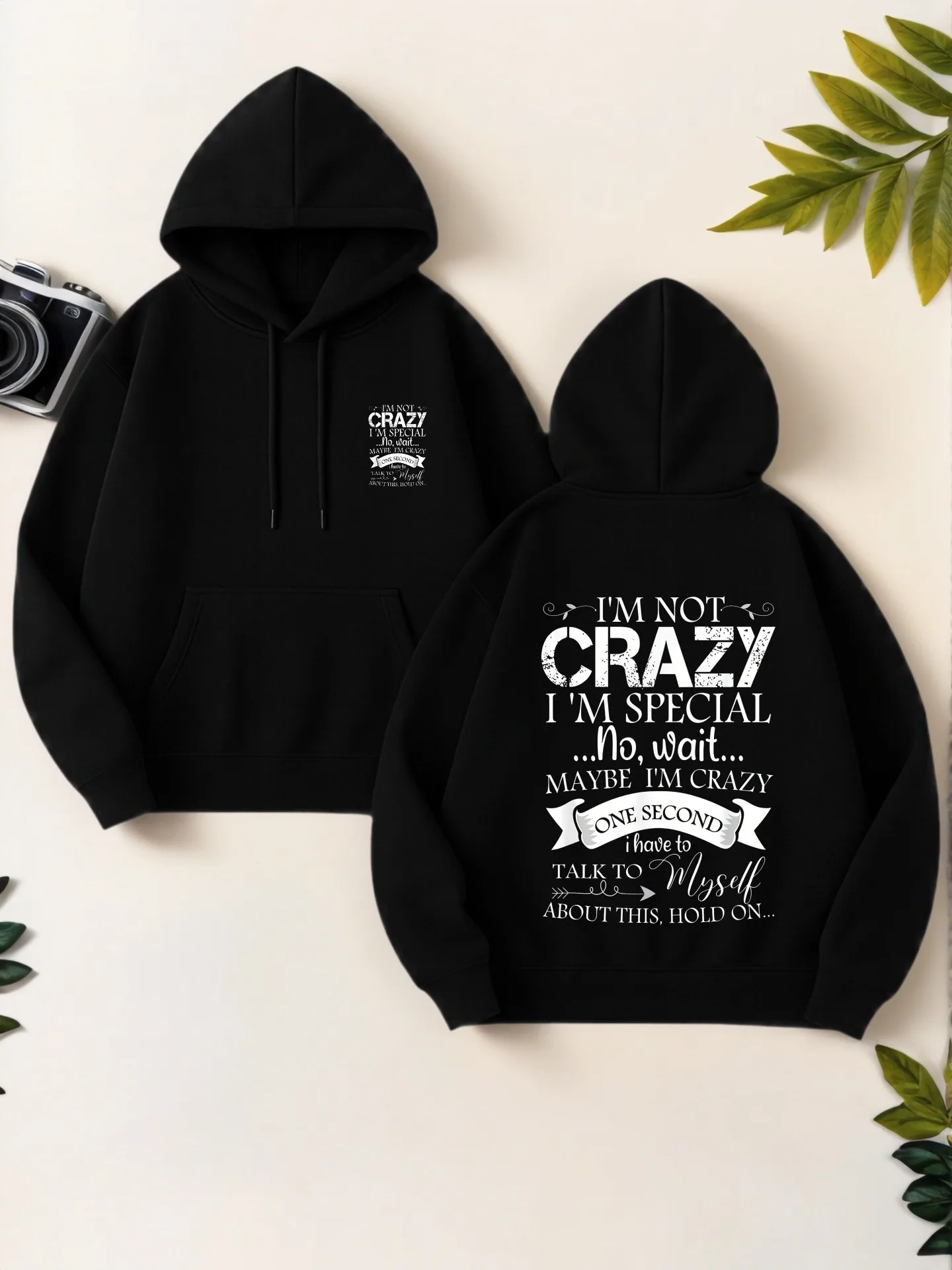 

Essential Hoodie with Letter Print, Casual Aesthetic Design, Soft Fabric, Casual Everyday Wear, For Teens