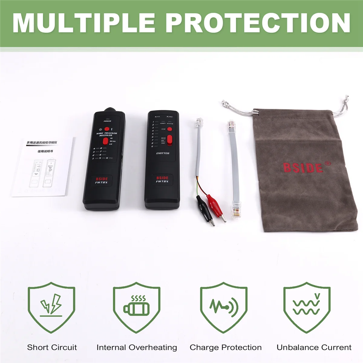M85K  Network Cable Tracker FWT8X Wire Toner RJ45 RJ11 Ethernet LAN Analyzer Detector Line Finder Tester