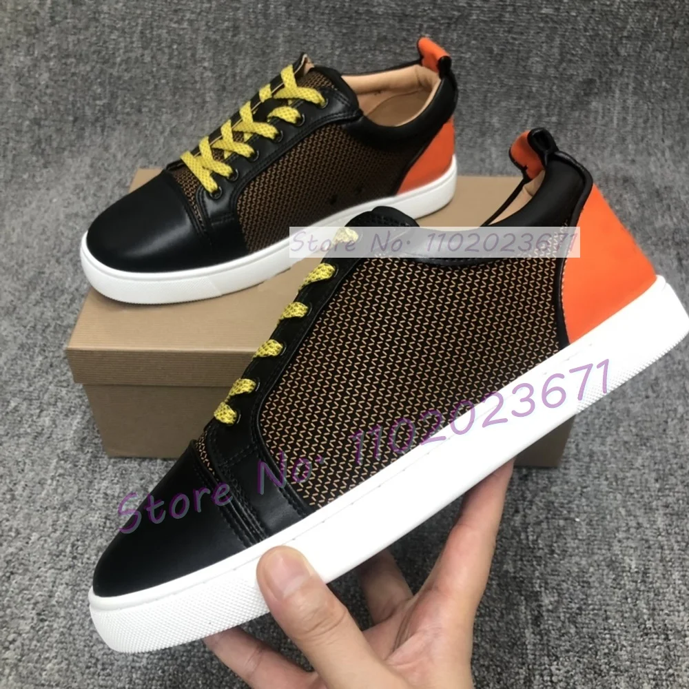 Coole strukturierte Leder Herren Wohnungen Freizeit schuhe Luxus Schnür Streetwear Low Trainer Mode gemischte Farben runde Zehen Turnschuhe