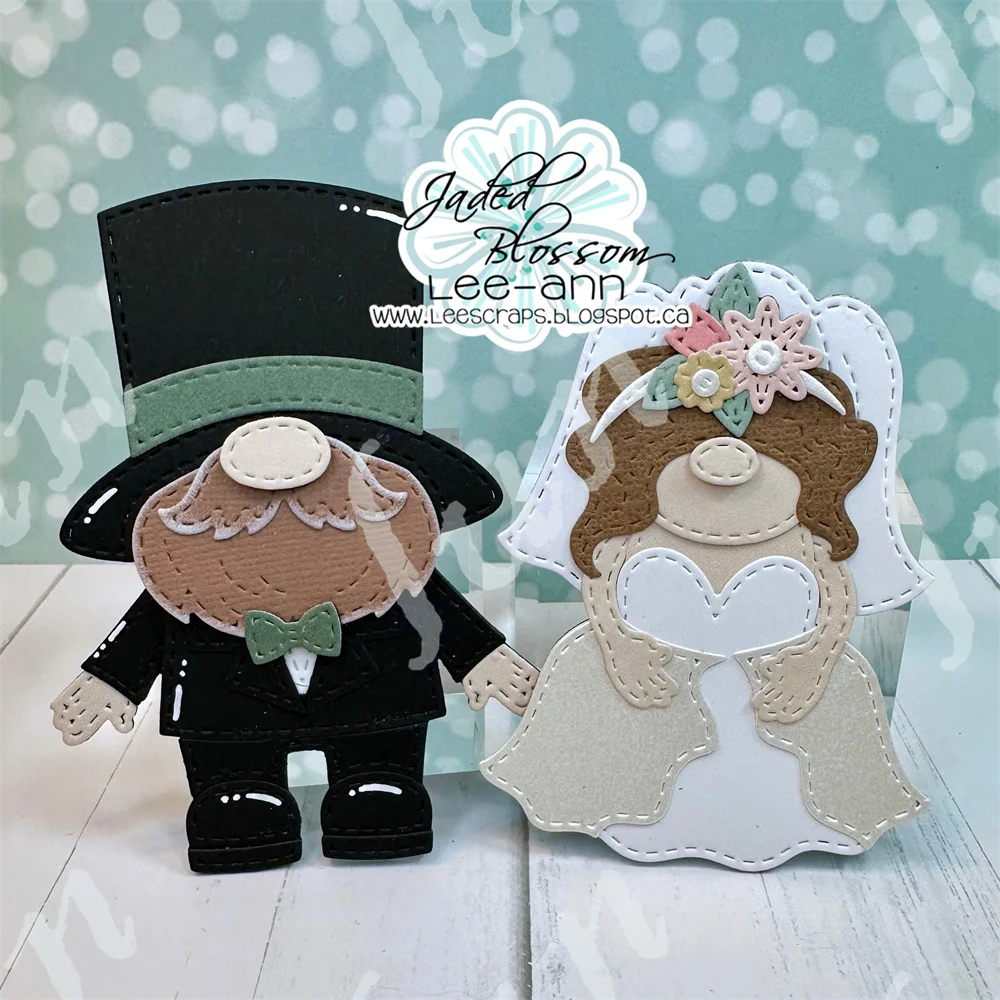 Sposa e sposo Gnomo Giorno del matrimonio Fustelle in metallo Francobolli Fai da te Scrapbooking Album fotografico Goffratura decorativa Carta di carta Mestiere Die