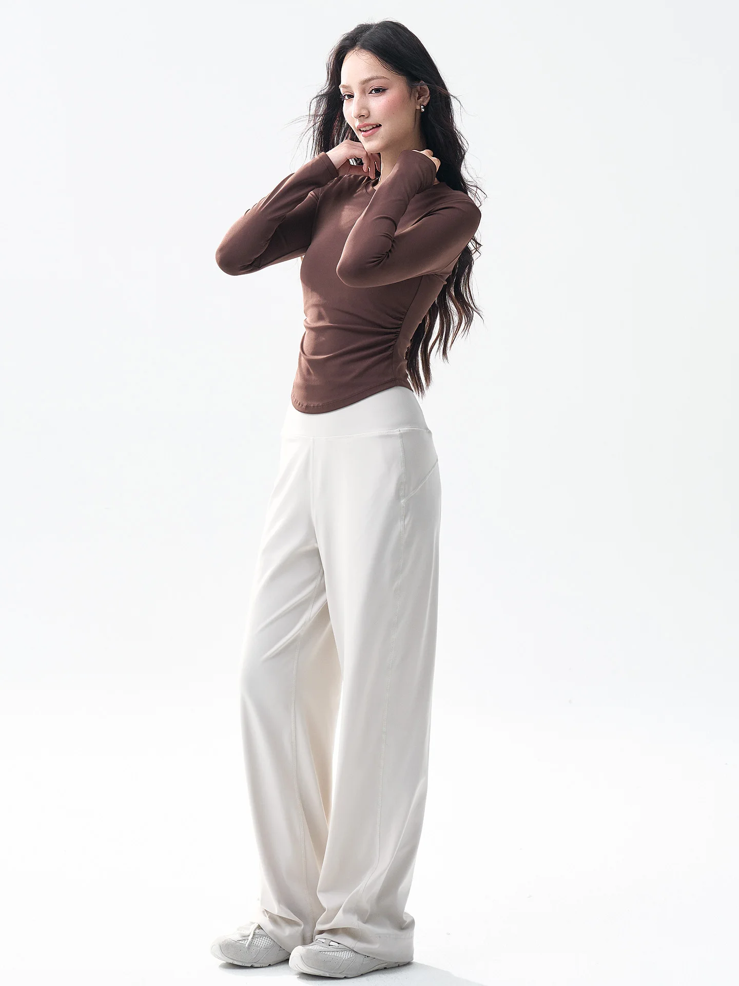 

High Waist Loose Straight Leg Sports Pants Women's Running Fitn Long Trousers Outdoor Wear Pilates Training Yoga Set