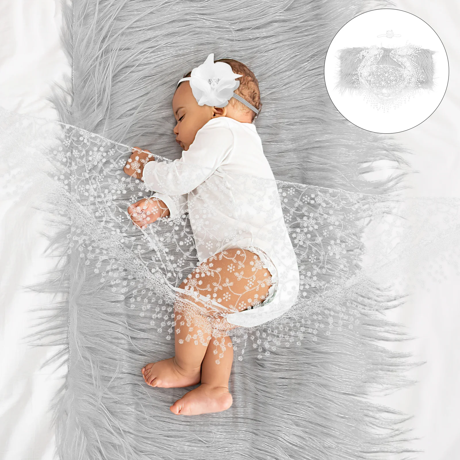 

1Set Baby Photography Props Newborn Wrap Blanket Headband Kit Comfortable Baby Wrap Newborn Photography Props Girl Outfit Set