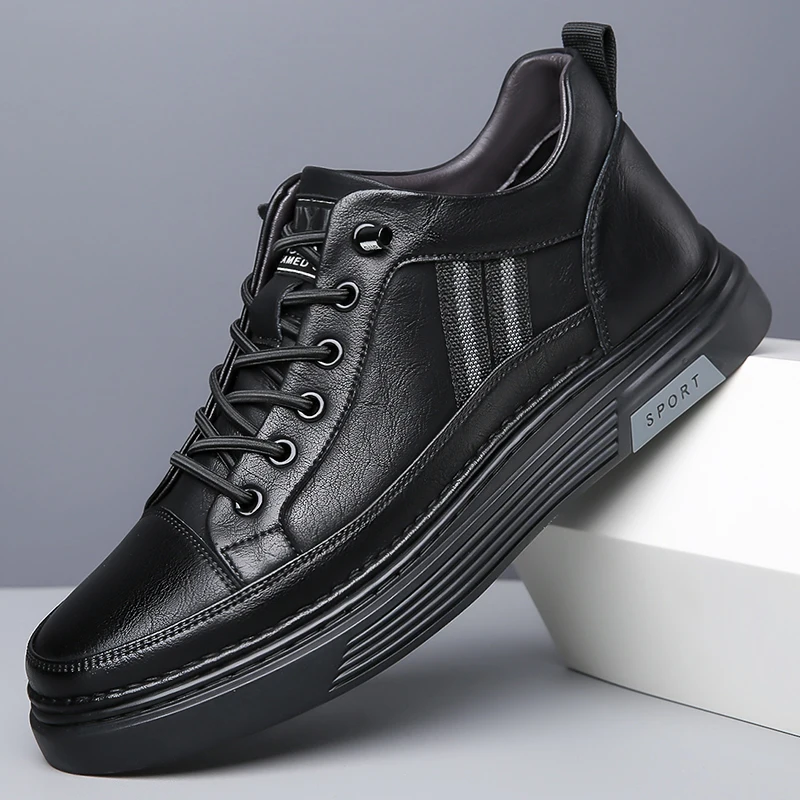 Luxury Genuine Leather Mens Casual Business Shoes High Quality Fashion Lace-up Office Dress Shoes Outdoor Running Men Sneakers