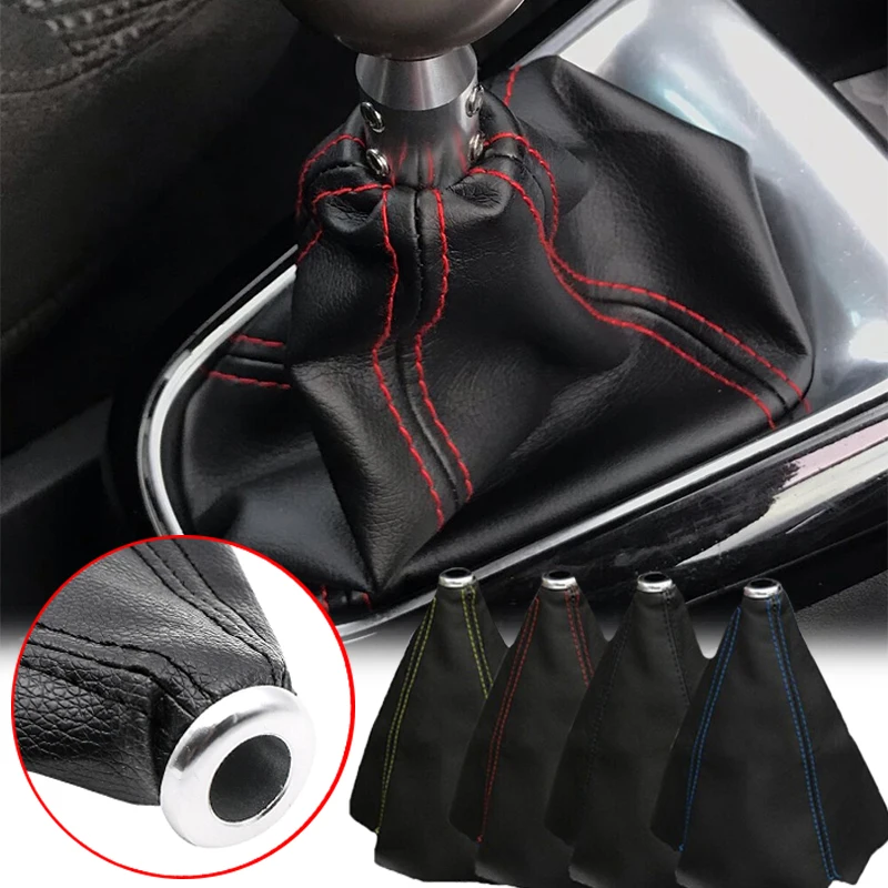PU Leder Auto Getriebe Shift Kragen Universal Auto Innen Dekoration Wasserdicht Staubdicht Shift Boot Abdeckung Rot Gelb Blau Schwarz