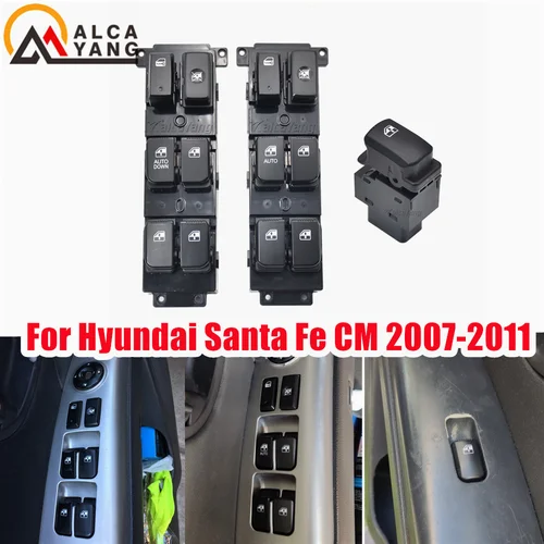 Para Hyundai Santa Fe CM interruptor de ventanilla eléctrica principal delantero izquierdo Assy 93570-2B000S4 371491 -110 2007 2008 2009 2010 2011
