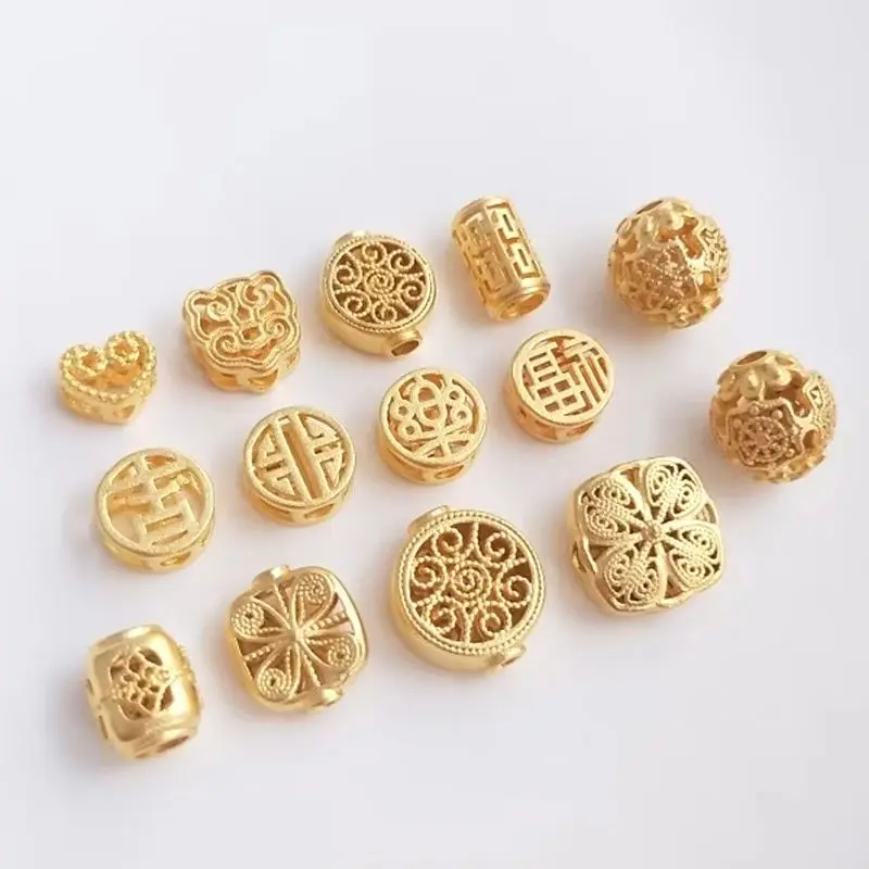 

Frosted hollow cutout and Happy Happiness Double Fu Guille character Partition bead ball diy bracelet Accessories