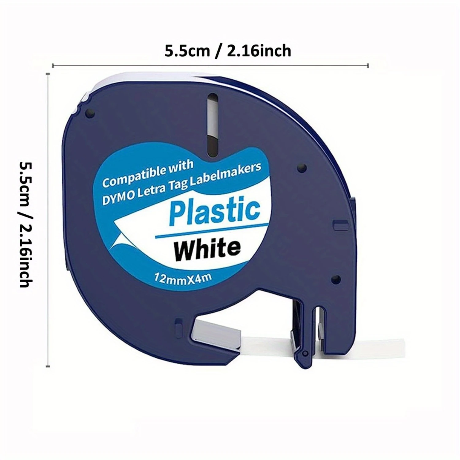 10-Pack Label Compatible With DYMO Label Maker LetraTag Refills 91331 White Plastic Label Tape 12mm X 4m (1/2