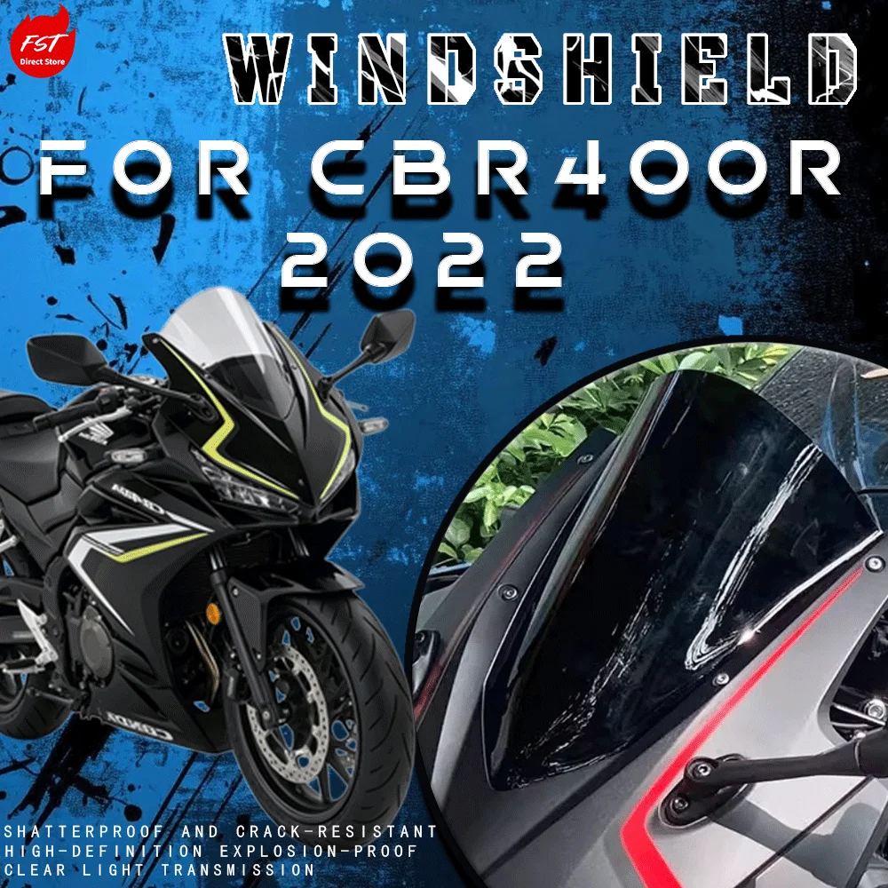 

Modified Tall Racing Windshield for CBR400R CBR500R 2022–2025, Front WindScreen Wind Deflector