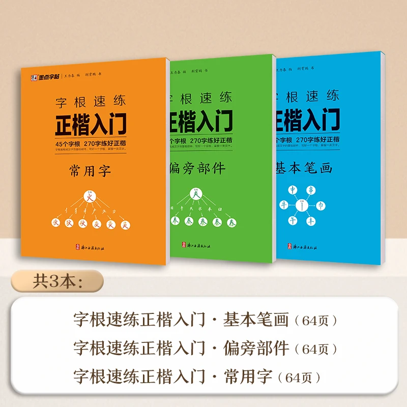 Caratteri cinesi Radice Pratica rapida Scrittura regolare Tratti di base Principianti Copia Pratica per adulti Quaderno di calligrafia con penna dura