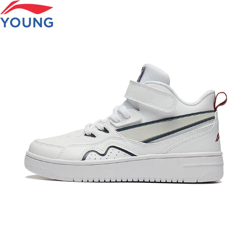 Li-Ning Kids Boys 937 MID YOUNG V2 Sports Style Leisure Shoes Medium-Cut Child Cushion Shoes Wearable Comfort Sneakers YKCT152