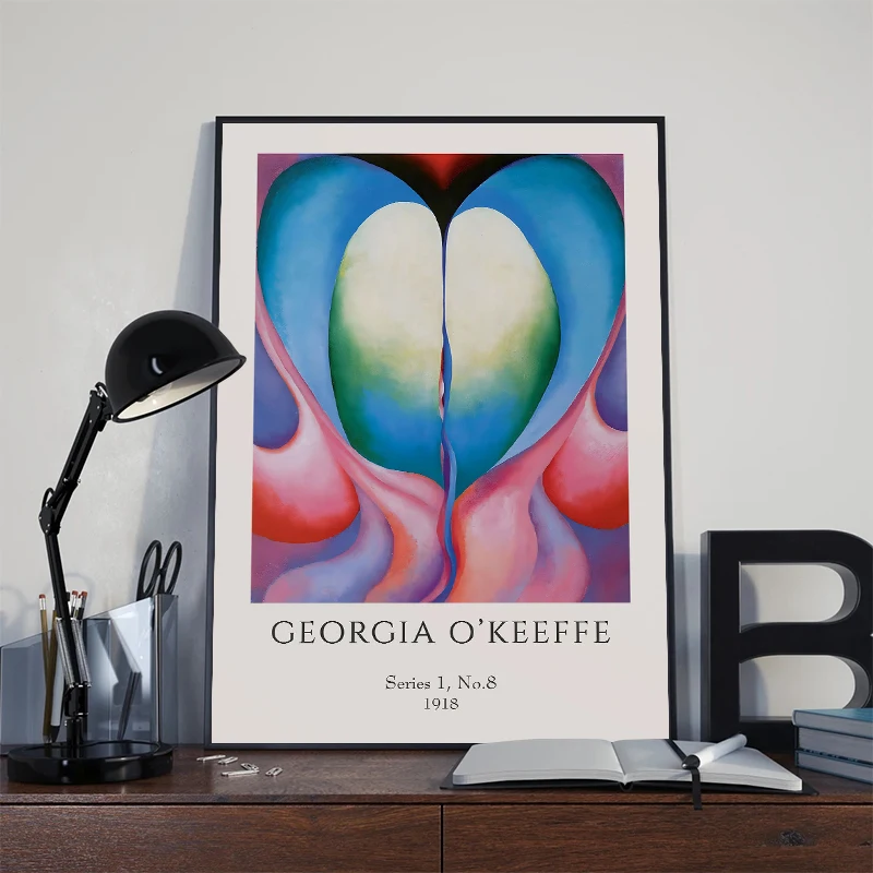 Georgia O’Keeffe Abstract Flower Artwork Exhibition Print Posters Wall Art Picture Canvas Painting for Living Room Home Decor