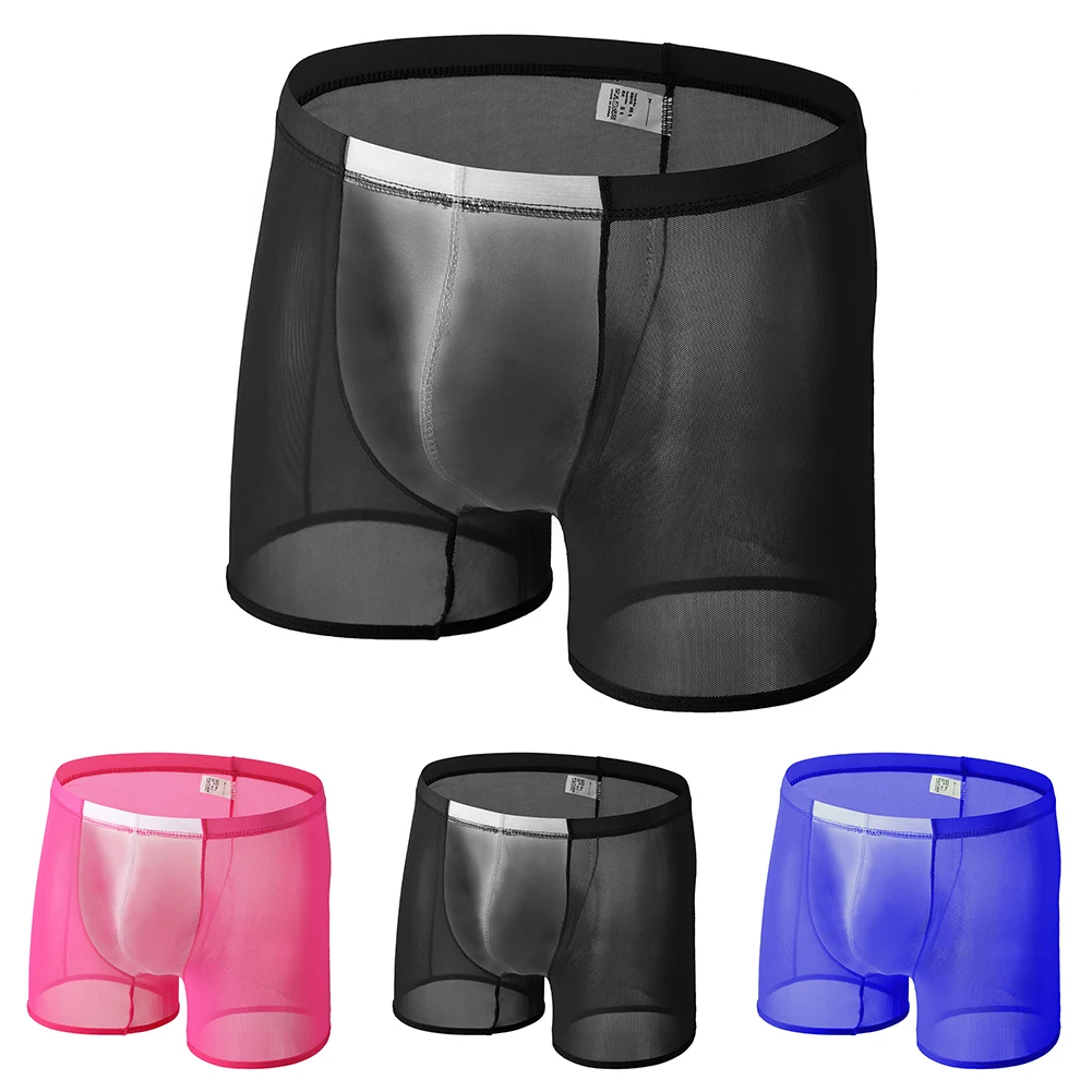 

2XL Low Waist Trunk Comfortable Sexy Boxer Shorts Jockmail Men's Underpants All Seasons Black Color Blue Color Polyester Fabric