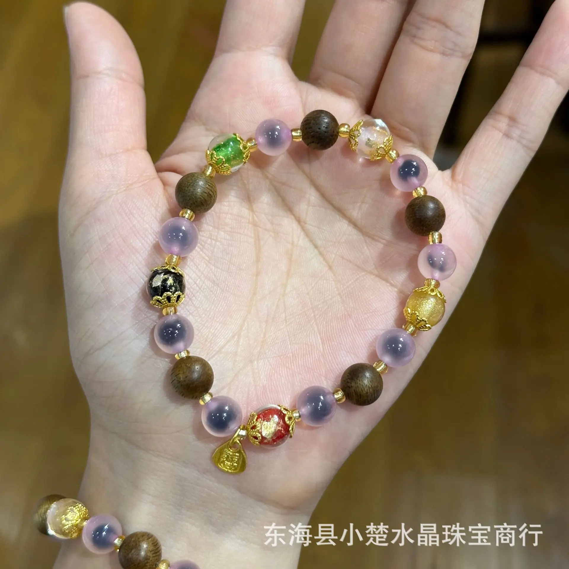 ナチュラルピンクシュガーハートアゲート-完璧で完全な素晴らしい完璧さ-光沢のあるハーフポンドブレスレット-ユニセックス-ラッキーハンドストリング