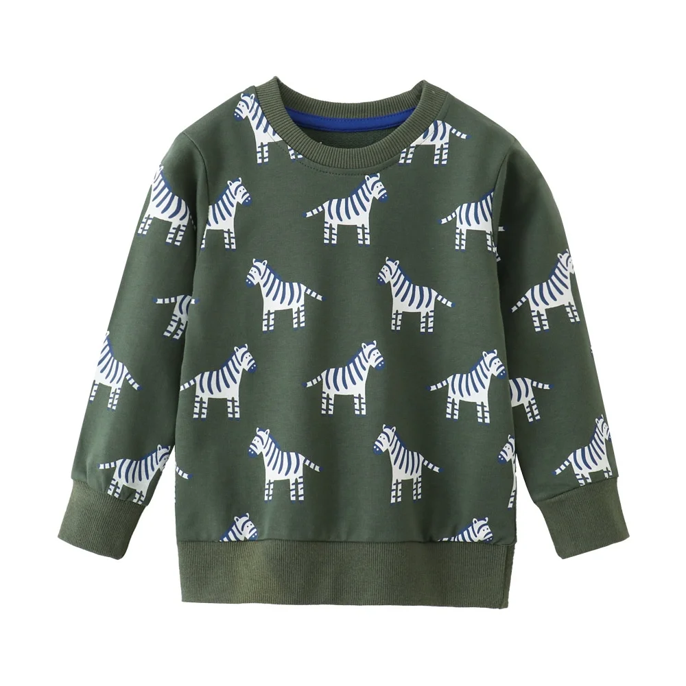 Jumping Meters New Arrival Zebra Print Hoodie Sweatshirt for Boys Girls Autumn Spring Fashion Animal Top Children's Wear