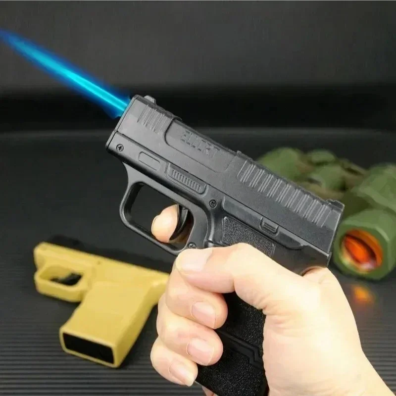 New Type of Butane Inflatable Windproof Straight Forward Blue Flame Lighter and Smoking Accessories Smoking Gift for Smokers