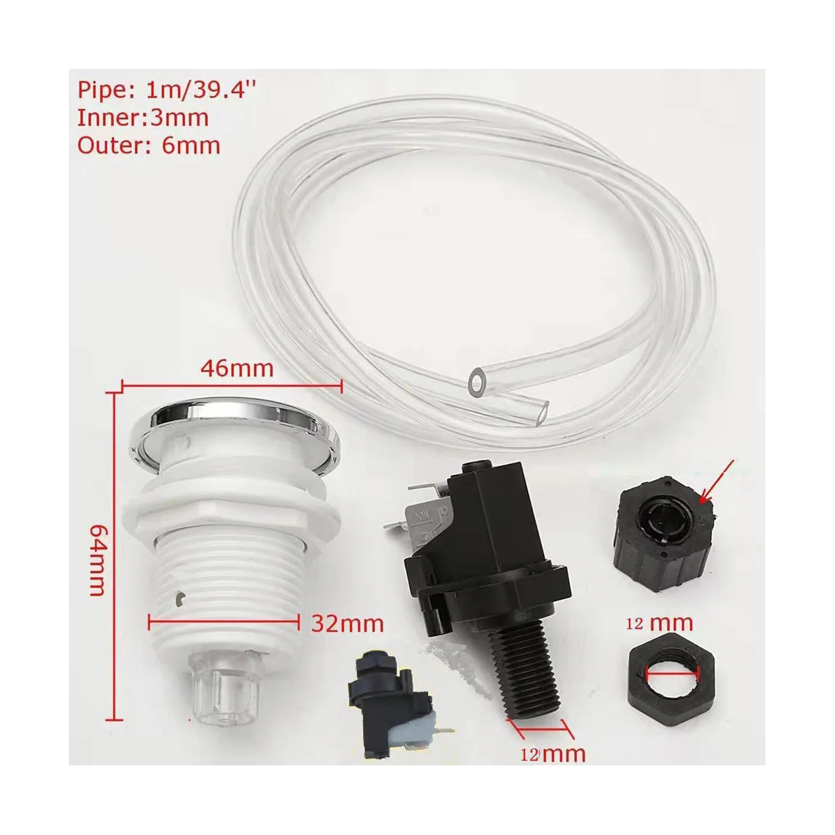 Bath Tub Spa Waste Garbage Disposal Self-Lock Air Switch Push Button