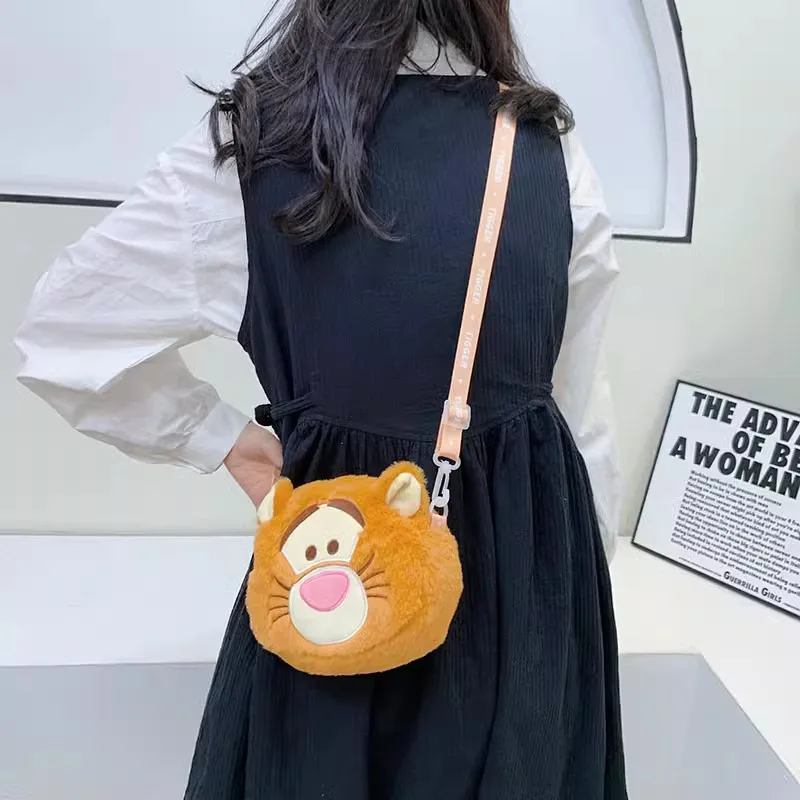 Disney Messenger Bag Kawaii Pooh Bear Shoulder Bag Cartoon Cute Casual Plush Crossbody Bags Girls Children\'s Zero Wallet Gifts