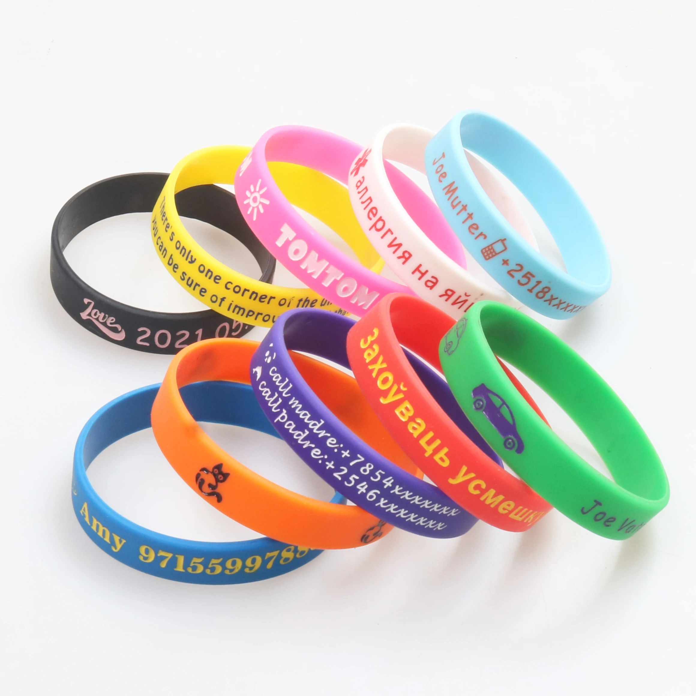 Custom Wristband ID SOS Bracelets, 100pcs Set