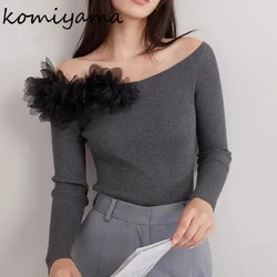 3d Floral Ropa Mujer Japan Elegant Temperament Roupas Femininas 2024 Autumn New Woman Tops Long Sleeve Sweater Knit Outerwear