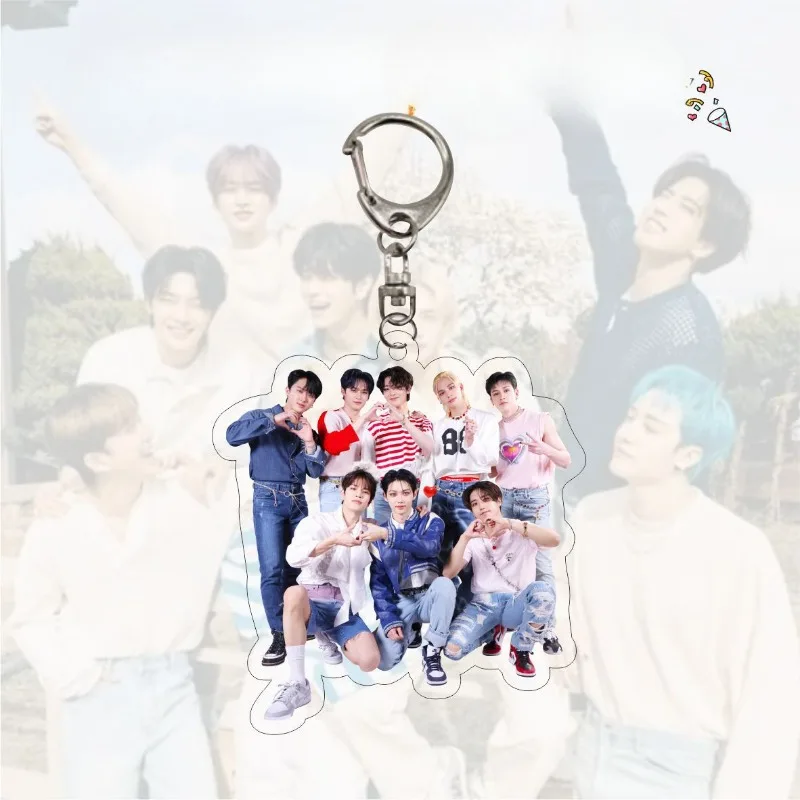 Korean Boy Group Square Cartoon Character Pendant Chang-Bin I.N Lee Know Felix Seung min Hyun Jin Han Bang Chan Acrylic Keychain