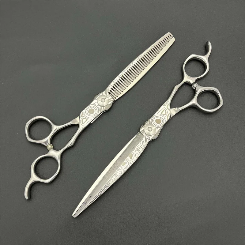 

JP440C Silver 6-Inch Damascus Hairdresser Professional Tooth Scissors Flat Cut Haircut Scissors