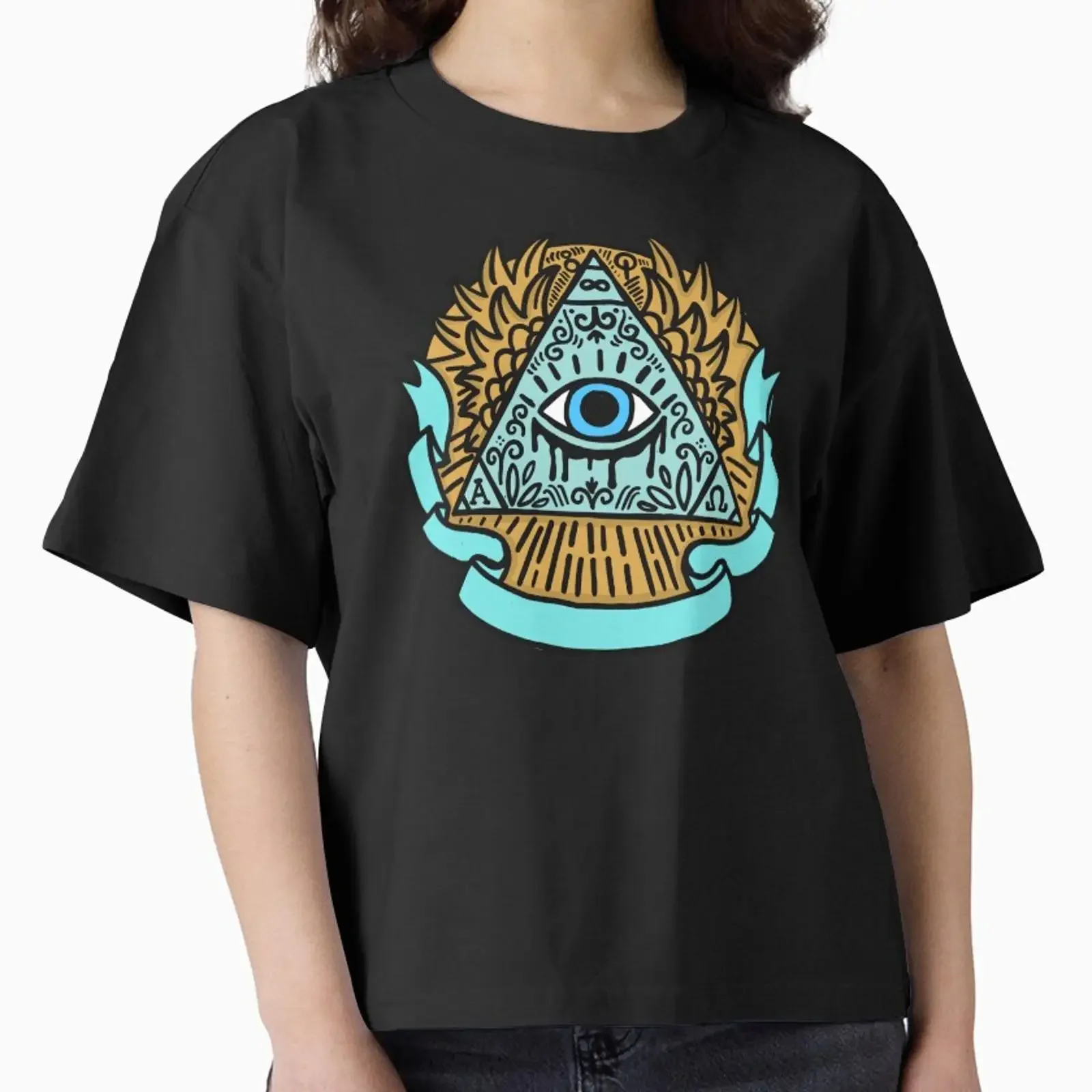 Illuminati pyramid designed and sold by Seb Sk93 vintage Washed Casual streetwear homme Soft fashion Breathable Stylish