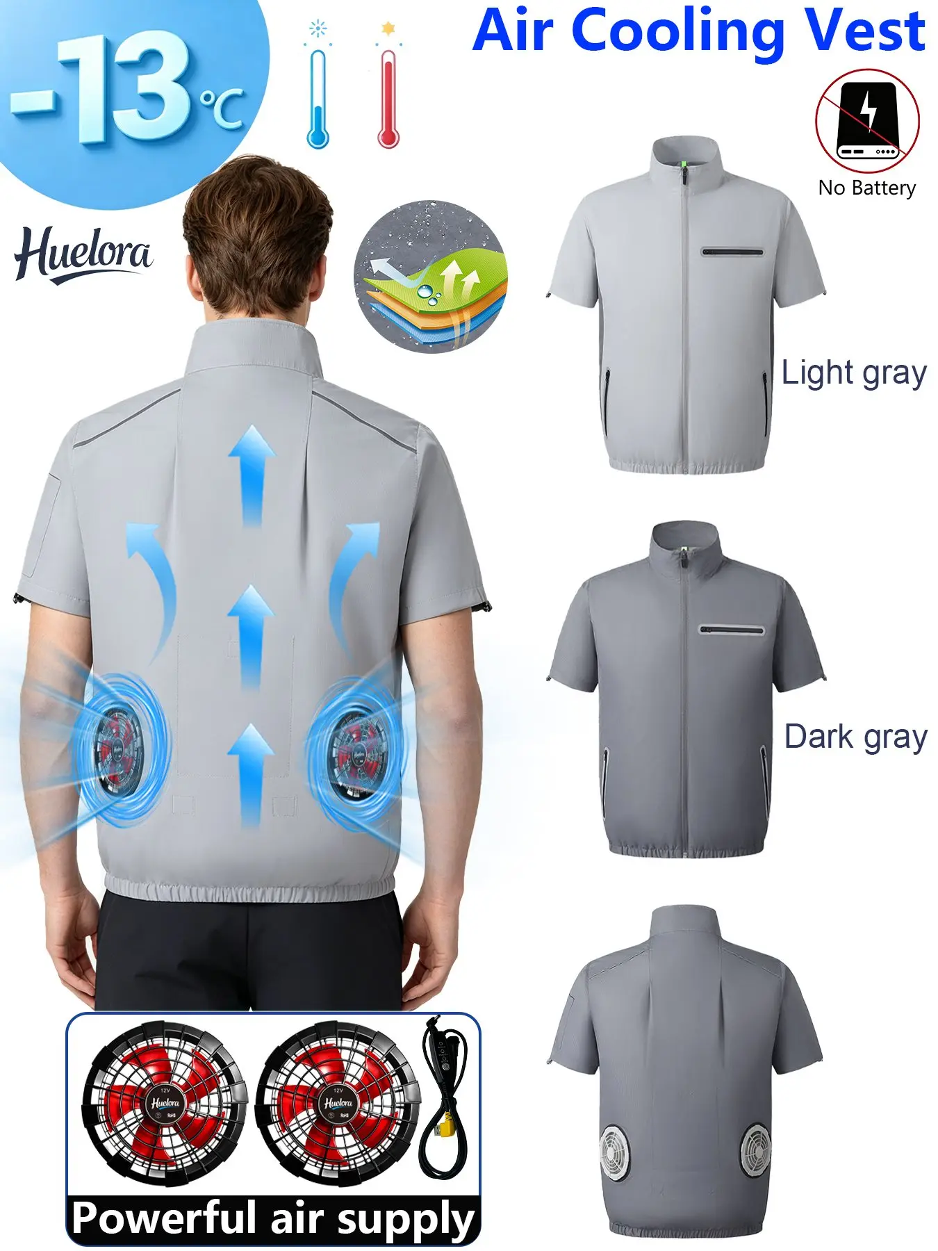 veste-de-travail-rafraichissante-a-manches-courtes-pour-hommes-avec-2-ventilateurs-col-montant-2-tons-gris-coupe-vent-pour-l'ete-le-travail-en-exterieur-et-la-peche