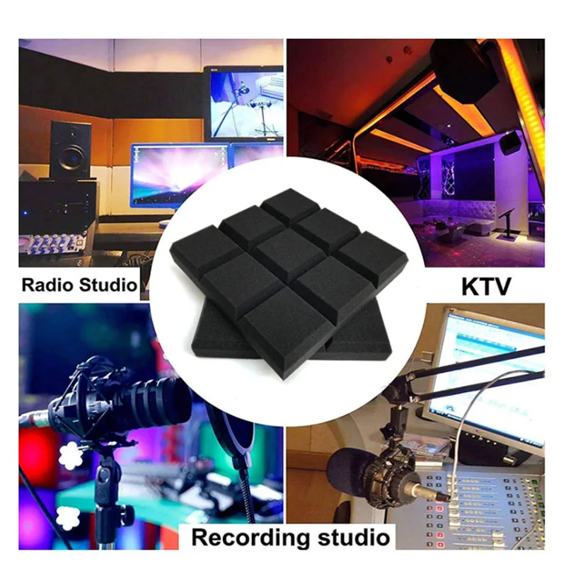 

XFDZ-6 Pack 30X30x5cm Acoustic Foam Panels, Beveled 9 Block Tiles, Sound Panels Wedges Soundproof Sound Insulation Absorbing