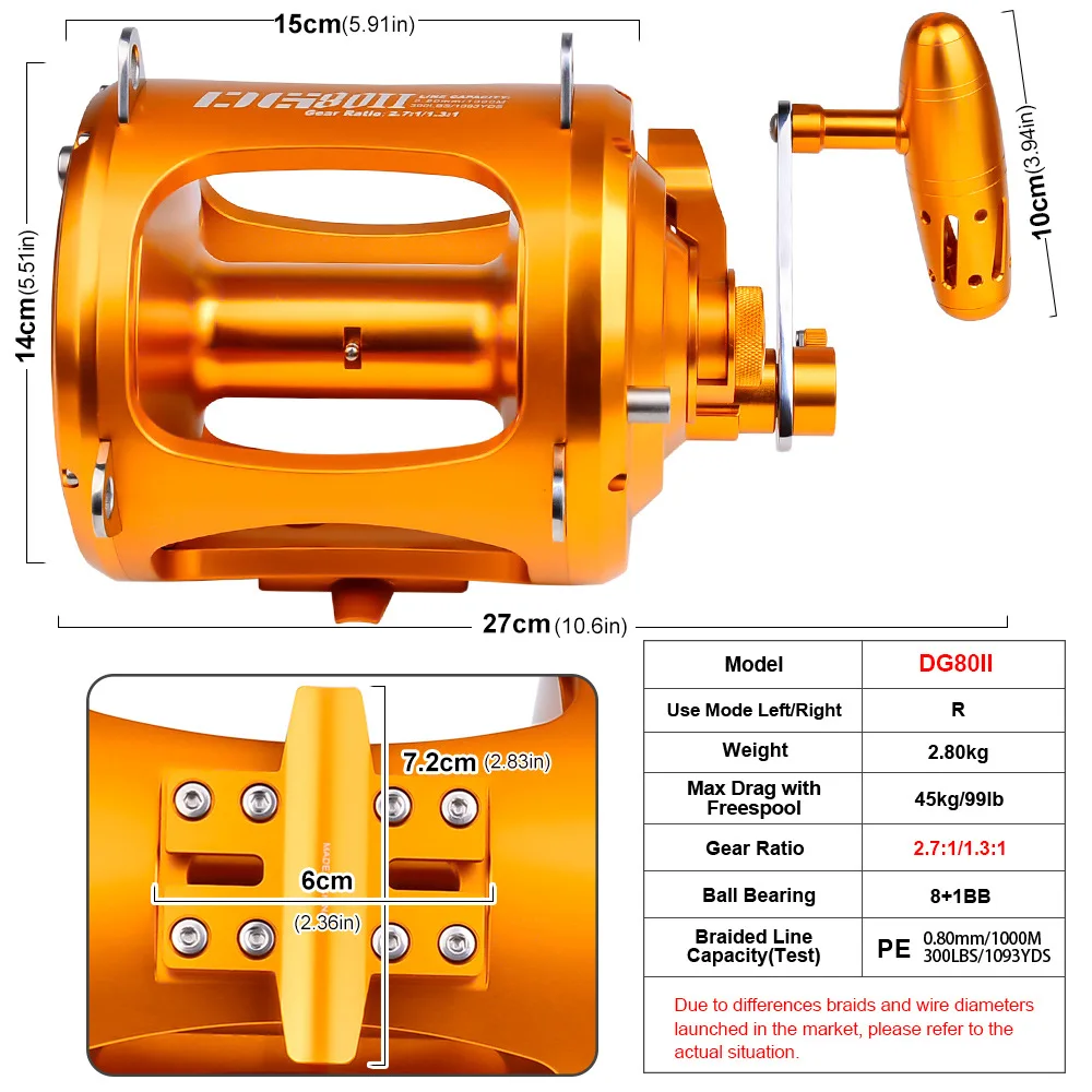 Double Speed RatioDrum8+1BBAll Metal Sea Fishing Wheel Slow RockingDeep-sea Iron PlateWheel Jig BoatFishing Towing Fishing Wheel