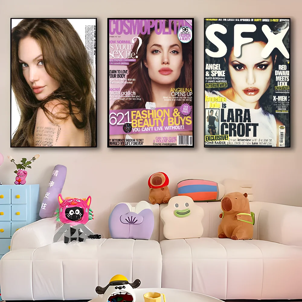 ملصقات لاصقة لفيلم أنيمي لديكور المنزل ، ملصق أنجلينا جي جولي ، غرفة عتيقة ، بار ، مقهى ، ديكور شمالي #2