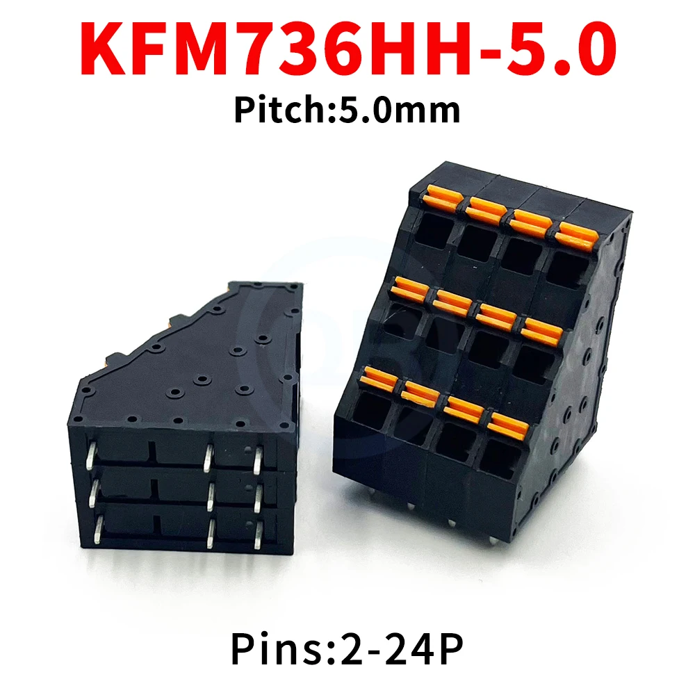 (10 pcs) KFM736HH 5.0mm Triple Screwless Terminal Block Spring Loaded High/Low Terminal Block M736HH 300V 2-24Pin
