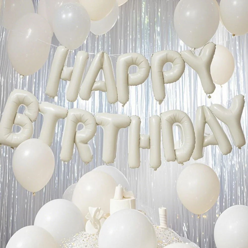 Cremeweißer Happy Birthday Briefballon Aluminiumfolienballon Geburtstagsfeier Atmosphäre Dekoration Lieferungen Foto Requisiten – Detail 8