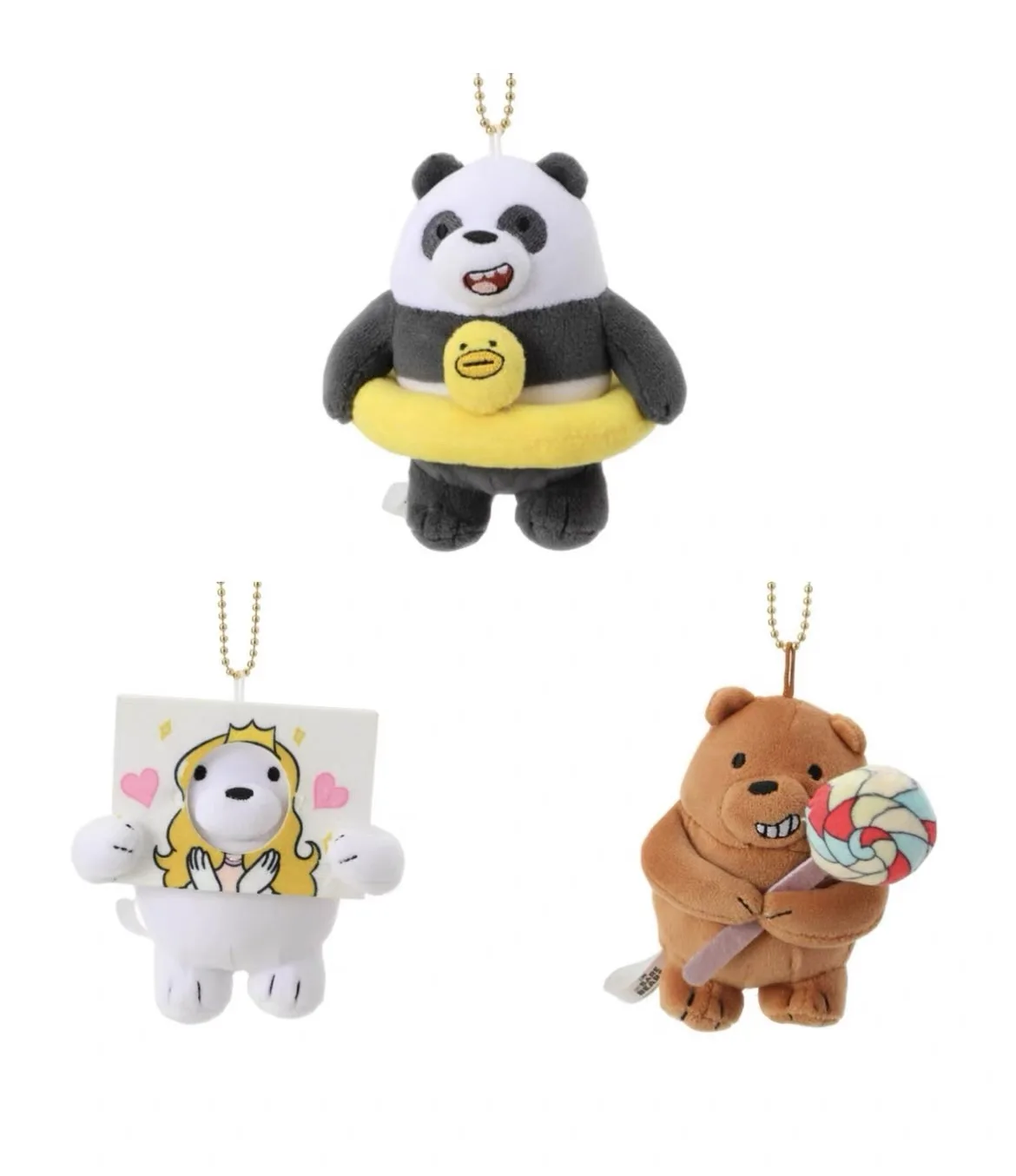 

We Bare Bears Party Plush Keychain -Cartoon Character Keyrings, Soft Stuffed Animal Collectible Gift for Fans