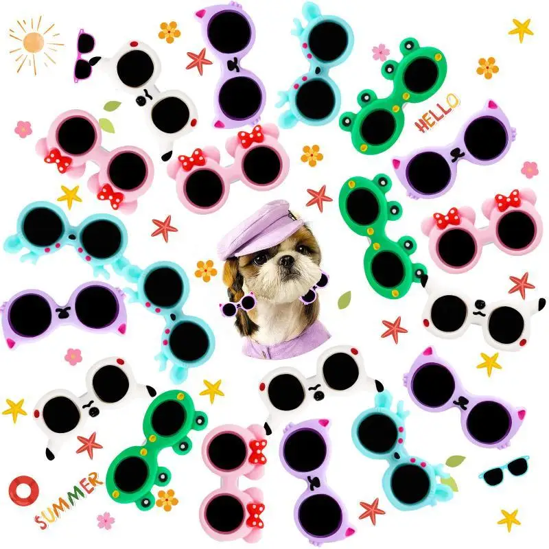10Pcs Pet Sunglasses Hair Clip Cute Cartoon Animal Shape Mini Hair Barrett Pet Hair Accessories For Cat Dog Photo Decor Props