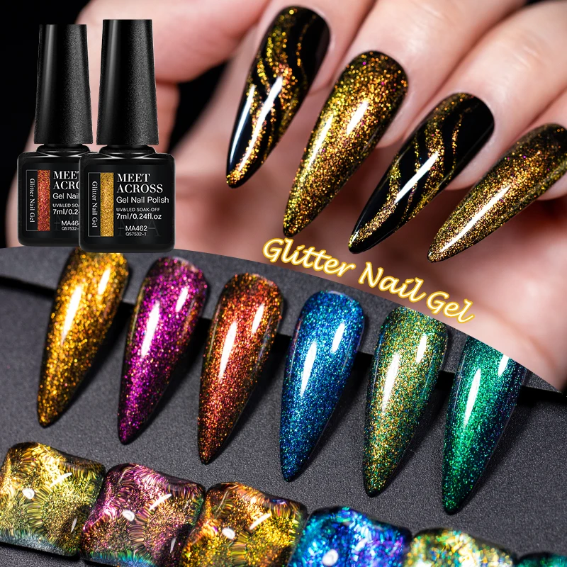 7 مللي يجتمع عبر بريق الترتر جيل للأظافر بريق شفاف جل تحتاج قاعدة سوداء هلام نقع قبالة الأشعة فوق البنفسجية هلام البولندية مسمار الفن الورنيش