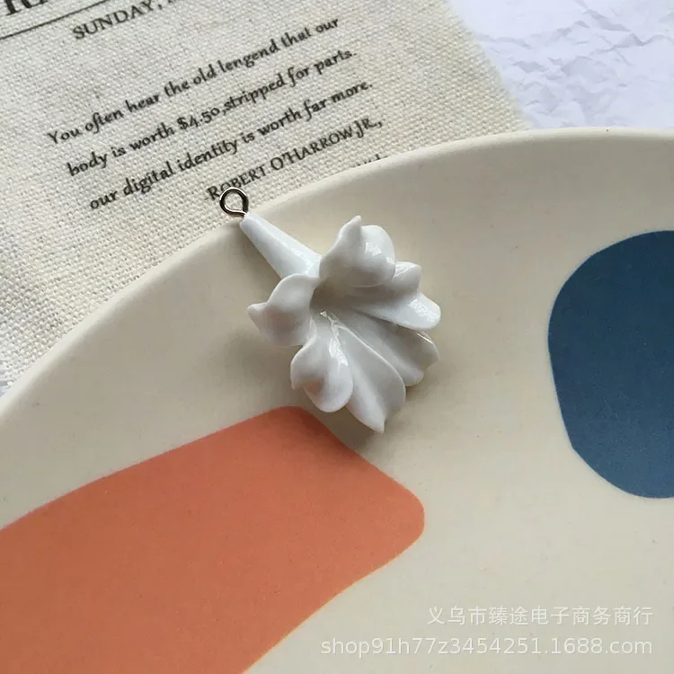 5pcs exaggerated three-dimensional large white flower large petal ceramic Flower Crafts For DIY Jewelry Making Accessories