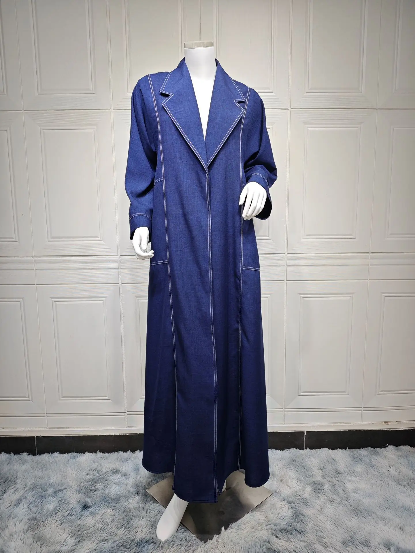 

Denim Coat Eid Open Kimono Abaya Dubai Muslim Long Dress for Women Kaftan Islam Clothing Robe Jalabiya Kebaya Musulmane Djellaba