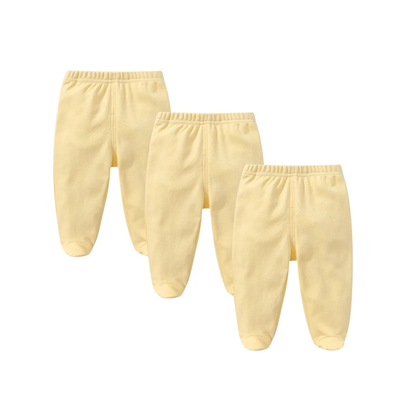 Baby Pants 3-Piece Set 0 To 3 Months Newborn Boys Girls 100% Cotton Foot Binding Trousers Solid Color Leggings Baby Outfits