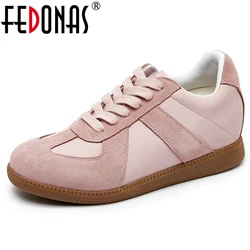 FEDONAS New Women Genuine Leather Sneakers Casual Flats Shoes Woman Increaed Heeled Fashion Sport Shoes Female Sneakers