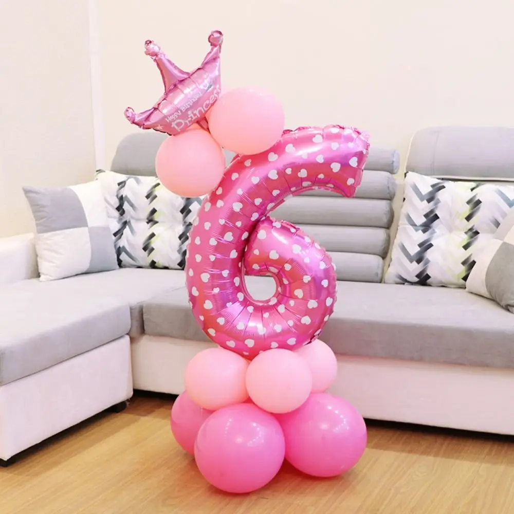 

32in Birthday Party Number Balloon Blue Pink Number Star Print 0-9 Foil Balloon Cartoon Aluminum Film Zoo Theme Decoration