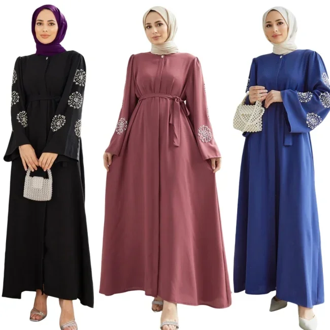 Middle East women's dress Muslim toga dress Heavy nail beads iron drill elegant abaya long dress