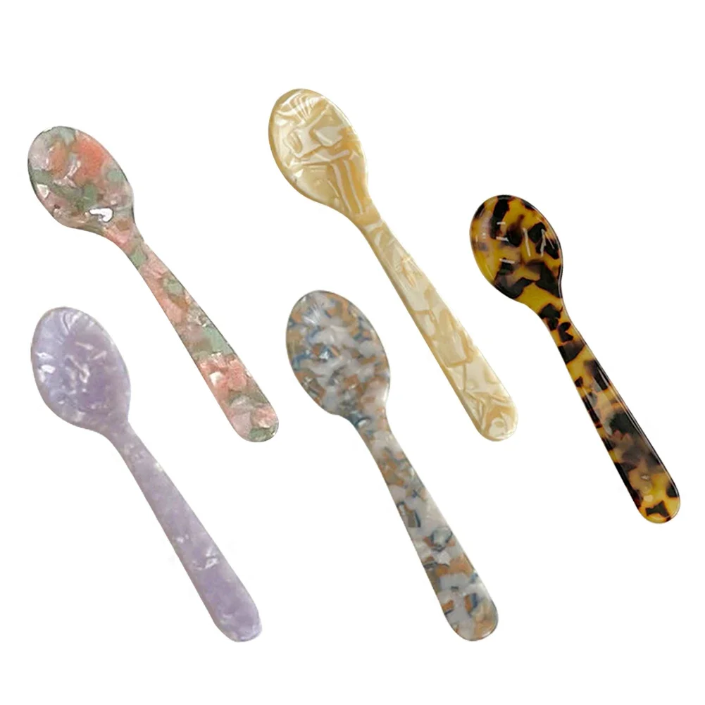 Original Ins Style French Dessert Spoon Jam Butter Knife Tableware Plastic Spoon Lovely Tableware Cute Spoon and Fork Set