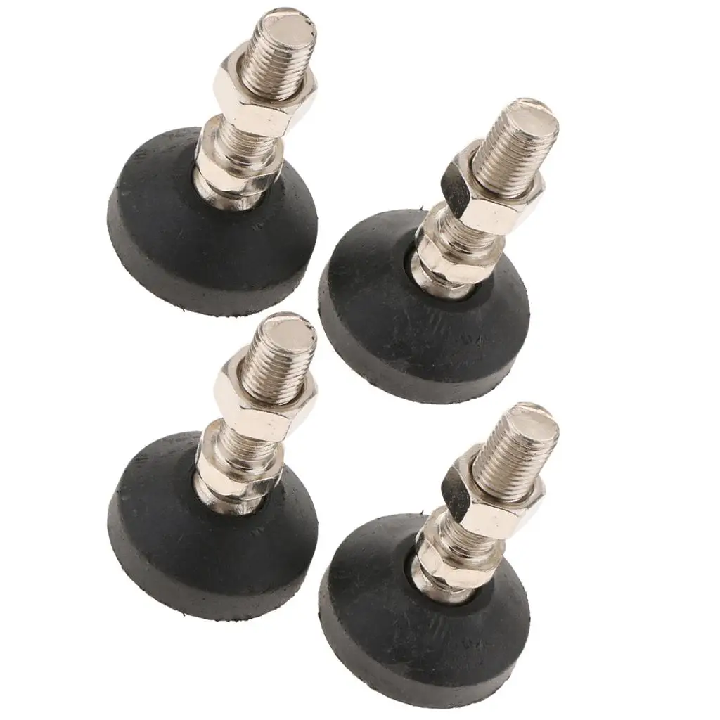 Carbon Steel Rubber Furniture Levelers - Adjustable Furniture Legs - 4 PCS Pack 60mm Base Diameter