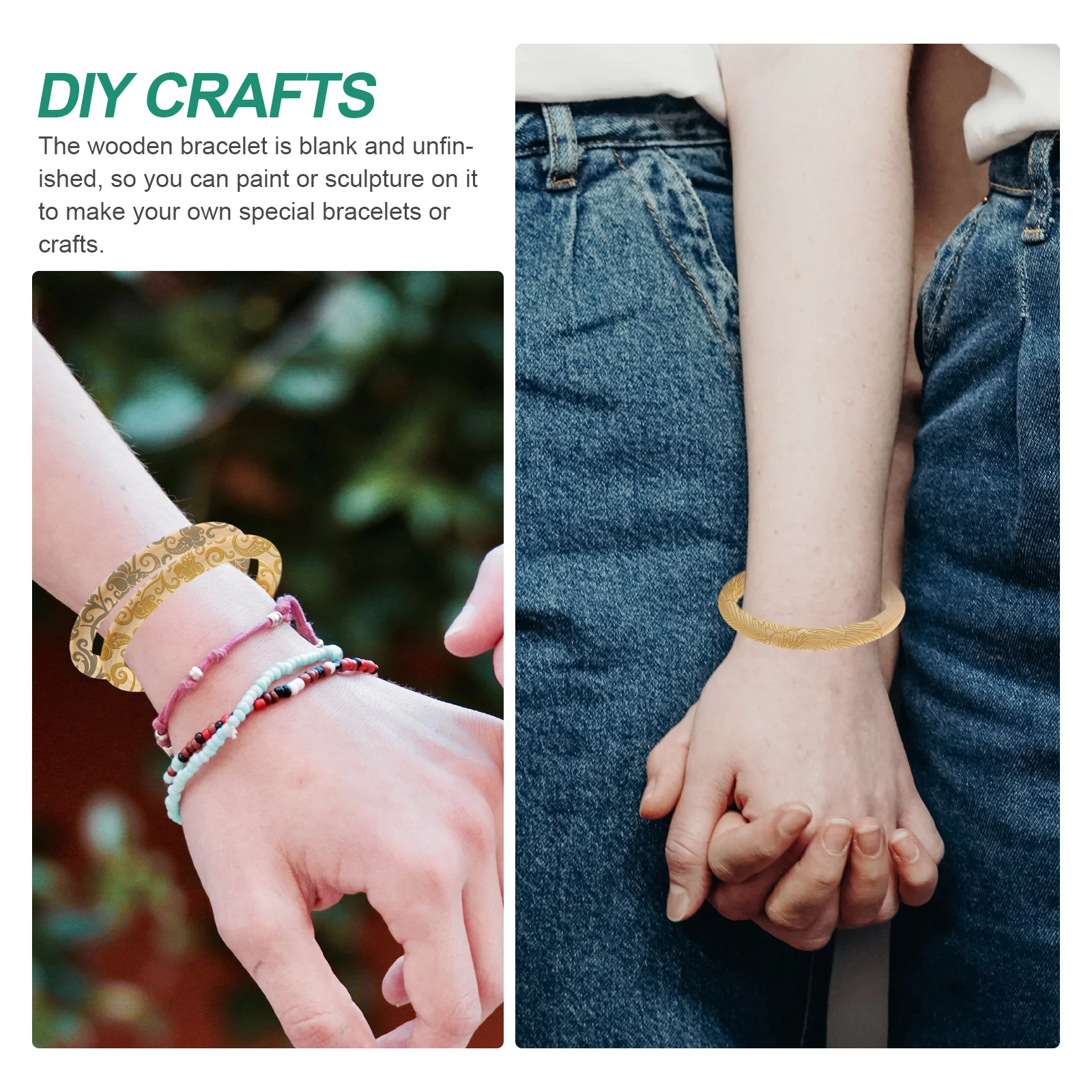 10 Pcs Metallic Line Wooden Bracelet Man Dream Catcher Square Dowel Stick Macrame Cord Circles